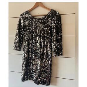 Women’s Size Medium Blaque Label Lo Back Silver All Sequin Short Dress